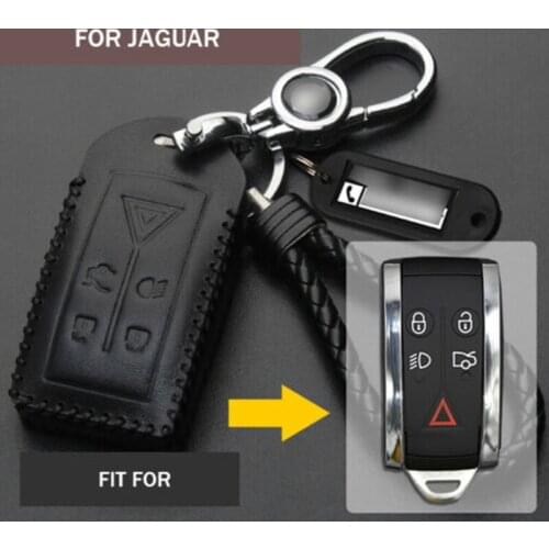 1 Pcs Fashion Genuine Leather Car Key Fob Case Cover Holder Skin Shell For Jaguar XF XK XKR XFR S-Type X-Type Stying Accessories