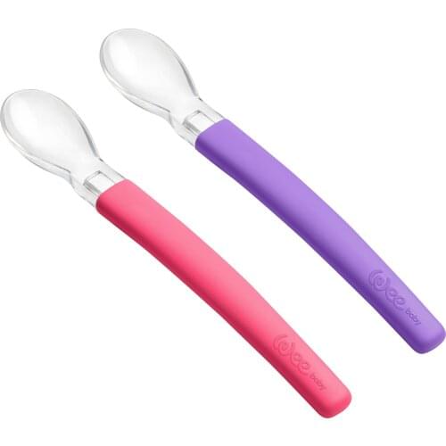 Food 2 Spoons ( Pink - Purple / Blue - Orange / Red - Green ) Can Be Used After The First Six Monthss