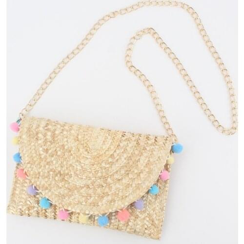 2021 New Arrival Woven Rattan Bag Square Straw Shoulder Bag Summer Beach Chain HandBags Handmade Organizer Wallets Phone Package