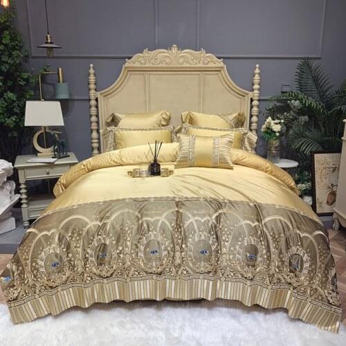 2021 Luxury 800TC Silk Cotton Royal Horse Bedding Set Embroidery Duvet cover Flat Sheet Pillowcases Queen King Size 4/6/7Pcs