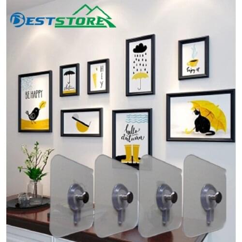 8PCS/Set Non-Trace Self Adhesive Nails Hook For Photo Frame Hole Hanging Nail Wall Paste Tack Photos Cross Stitch Wall Painting