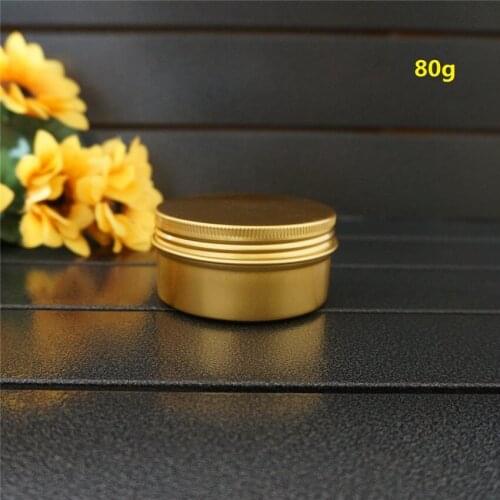 80g Empty Round Aluminum Box Metal Tin Cans 80ml Portable 68*35mm Gold Cream Containers DIY Refillable Jar Tea Aluminum Pot
