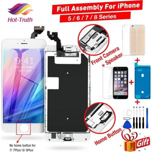 AAA LCD Display for iPhone 5 5C 5S 5SE Full Assembly Touch Screen For iPhone 6 6s Plus 7 8 Plus Digitizer +Button+Camera