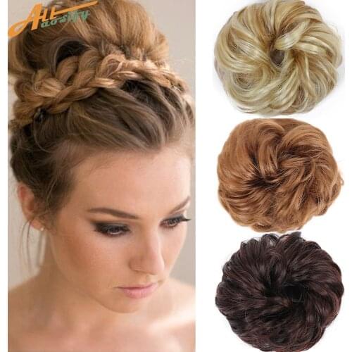 Allaosify Women Ladies Scrunchie Chignon Hair Bun Elastic Band Updo Hairpiece Synthetic Hair Chignon Hair Extension Accessories
