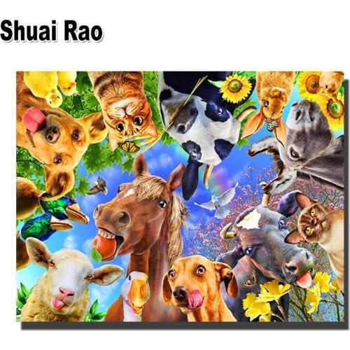 5d Diy Diamond Painting"Farm animals selfie funny"Full Sqaure/Round Drill Cross Stitch Embroidery Rhinestone Mosaic Handcraft 3d