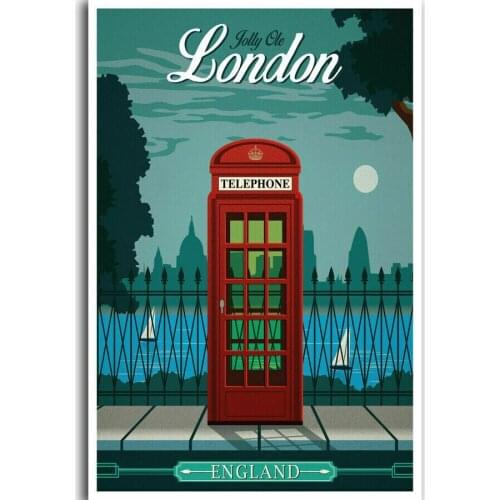 England London Vintage Travel Cities Landscape Silk Fabric Wall Poster Art Decor Sticker Bright