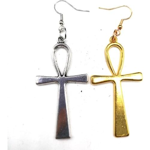 Free shipping!! Egyptian Ankh Metal Alloy Earrings can mixed 2 colors