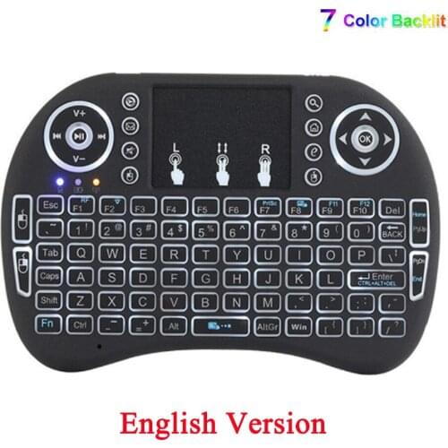 Wiisdatek 2.4G i8 Mini Wireless Backlit Keyboard with Touchpad English Version Remote Control for Android TV BOX