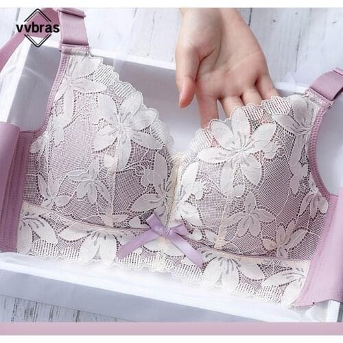 Vvbras Push Up Bra Sexy Lace Bras For Women Wireless Plus Size Bralette Ultra-thin Flower Bra Underwear BCDE Full Cup Big Size
