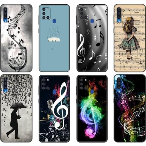 Black tpu Case For Samsung Galaxy A50 50S A30S A10 A11 A21S A31 A41 A51 A71 S10 LITE Cover Musical Notes Violin Classical Music
