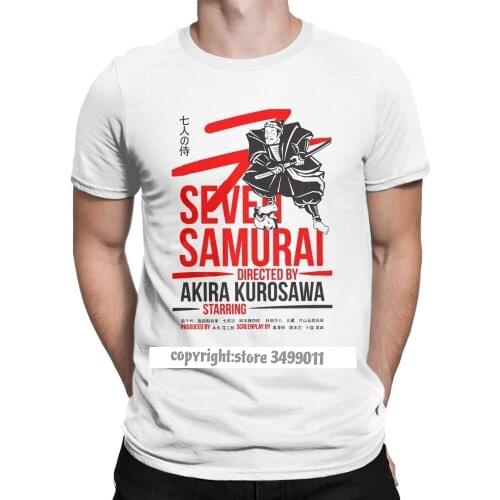 Seven Samurai Tee Shirts Men Akira Kurosawa Classic Japanese Movie Vintage Tee Shirt Crew Neck Tshirts Clothes