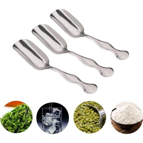 Stainless Steel Ice Scoops Beans Shovels Tea Scoops Mini Coffee Powder Shovel Tableware Tea Tool Dried Fruit Dinnerware 3pcs/set