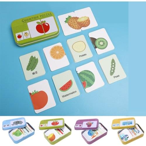 Graph Match Game Kids Early Educational Montessori Toys Puzzle Card Cartoon Vehicle Learning Pocket Flash Card