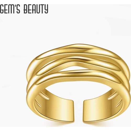 GEMS BEAUTY 18K Gold Filling 925 Sterling Silver Ring Twisted Fashion Simple Adjustable Open Ring For Women Fine Jewelry