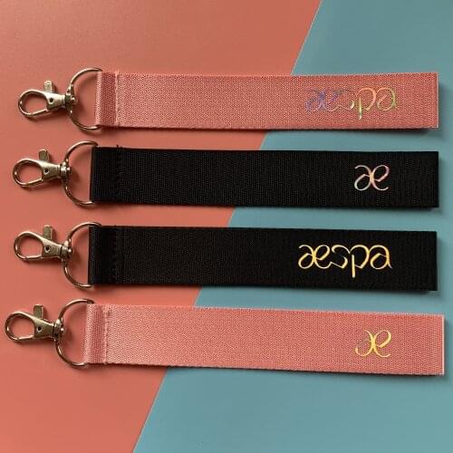 KPOP Aespa Name Bar Mobile Phone Rope Keychain Laser Mobile Phone Pendant Chain Belt Kawaii Key Chain Ring Accessories New