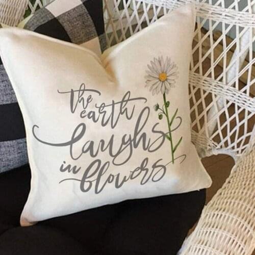 NHBR Summer Decorations Pillow Covers Daisy Quote Floral Pillows Decorative Throw Pillows Spring Summer Farmhouse Decor
