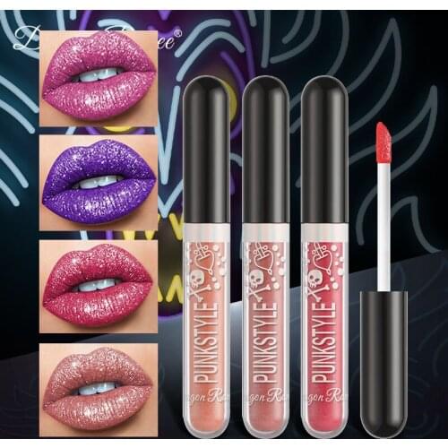 Diamond Shimmer Lip Gloss Matte Glitter Lipstick 12 Colors Waterproof Pearlescent Cosmetics Metallic Lipgloss Women Makeup TSLM1