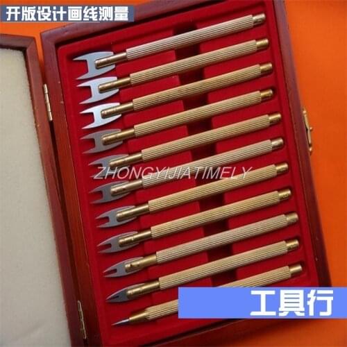 Copper gauge, beige gauge, design open line gauge, spacing gauge, beige needle, shoe making tool,11PCS/set