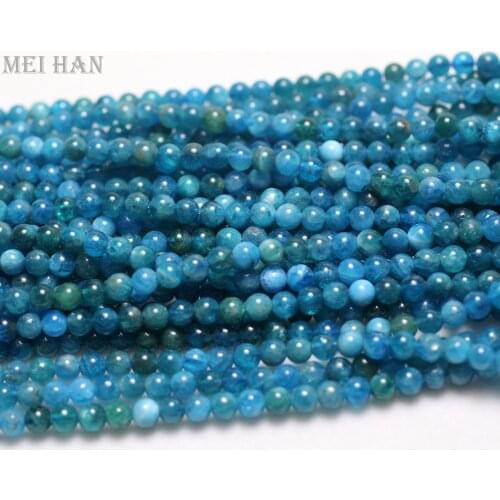Meihan Free shipping Natural (3 strands/set) 4-4.5mm Apatite Smooth Round charm gem stone for jewelry making
