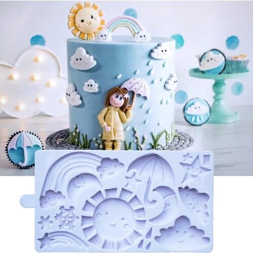 Cartoon Weather Silicone Mold Fondant Cakes Decorating Mould Sugarcraft Chocolate Baking Tools Kitchenware For Cakes Gumpaste