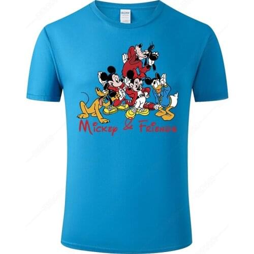 2021 New Mickey Mouse Men T Shirt Funny Cartoon Anime Print T-Shirt Summer Cotton Short Sleeve Brand Tee Camisa Hombre J125