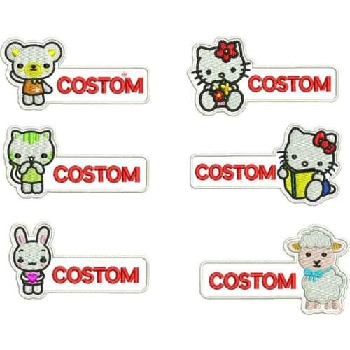 Customized rabbit sheep kindergarten baby name patch childrens embroidery name stickers to cloth hat sewing names