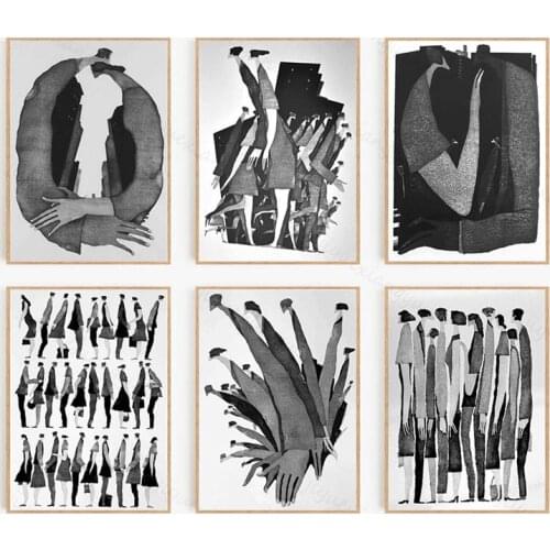 Wall Art Canvas Painting Black White Abstract Human Relations Nordic Posters And Prints Wall Pictures For Living Room Wall Decor