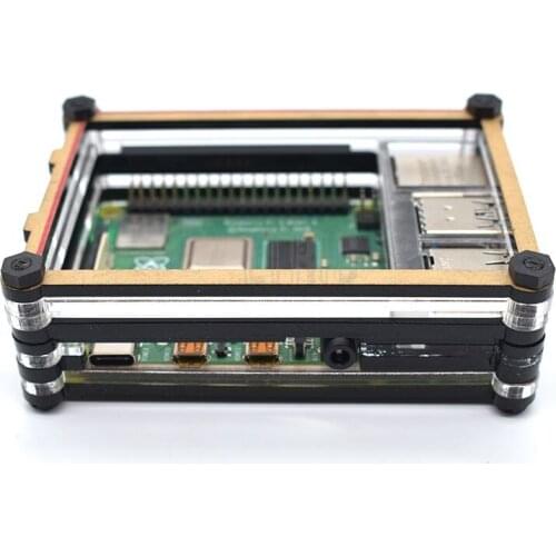 CustomRaspberry Pi 4 Acrylic Case Cover Multi Colorful Supporting Fan for Raspberry Pi 4B