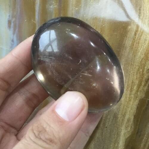 Natural Quartz Crystal Oval Shape Smoky Quartz Palm Stone For Healing