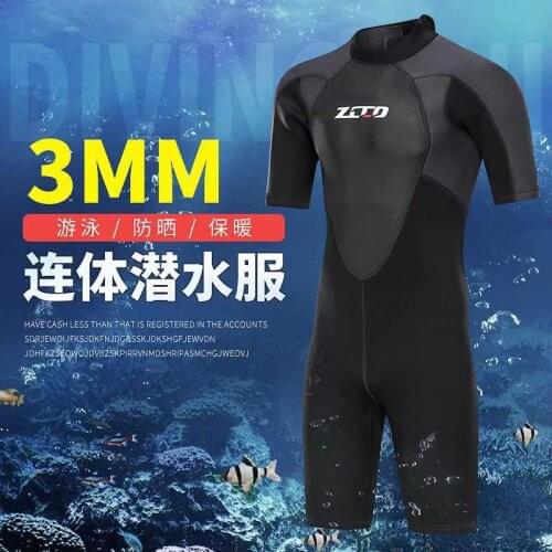 3mm Neoprene Wetsuits Swimwear UPF50+ One-piece Short Sleeve Snorkeling Surfing Diving Sailing Clothing Full Suit for Swimming
