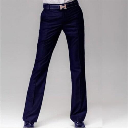 2021 New Black Gray Navy Blue Mens Suit Pants Micro Flare Pants Male Korean Straight Pants Free Tie Big Feet Pants