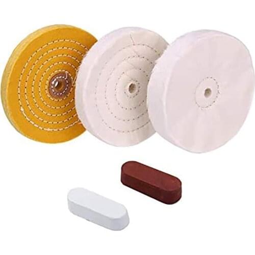 Hot 5Pcs Buffing Polishing Wheels for Bench Grinder with Polishing Compounds Kit, White and Yellow