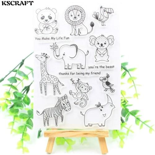 KSCRAFT Safari Animals Transparent Clear Silicone Stamps for DIY Scrapbooking/Card Making/Kids Fun Decoration Supplies 183