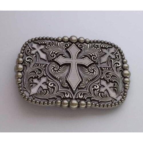 Rectangle And Oval Cross Floral Flower Gun Metal Brushed Belt Buckle SW-BY844 suitable for 4cm wideth belt with continous stock