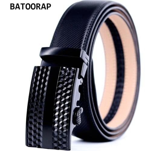 Mens Belt Real Cowhide Leather Black Auto Buckles Casual Durable Ratchet Belts For Men High Quality Business Wasit Strap Male