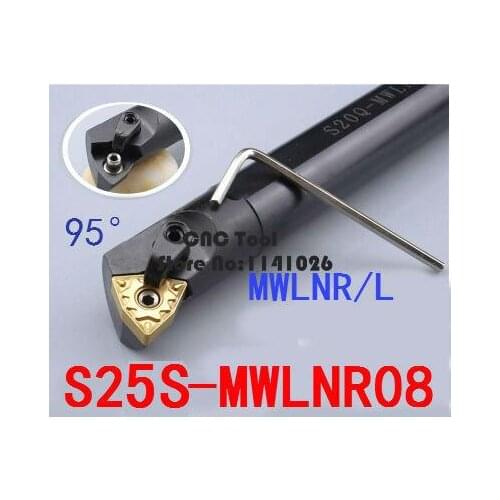S25S-MWLNR08/ S25S-MWLNL08 25mm Lathe Cutting Tools CNC Turning Tool Machine Tools Internal Metal Lathe Tool Boring Bar MWLNR/L