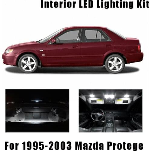 13pcs White Bulbs Car LED Interior Map Ceiling Light Kit Fit For 1995-2001 2002 2003 Mazda Protege Trunk Courtesy License Lamp