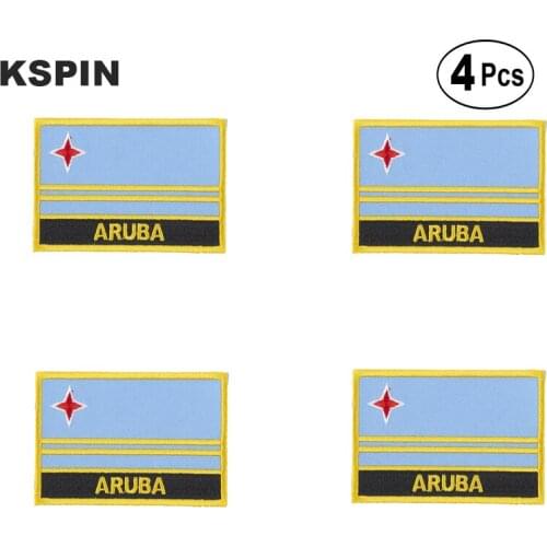 ARUBA Rectangular Shape Flag Iron on Saw on Patches Embroidered Flag Patches National Flag Patches for Clothing