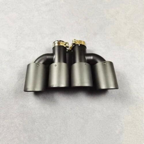 2 Pieces Universal Carbon Exhaust Double Pipes Muffler H Shape Full Matte Black Exhausts Tips Car Styling