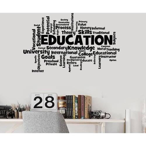 Education Vinyl Wall Decal Words Clouds School Classroom University Decor Wall Stickers Mural Home Bedroom Decals C283