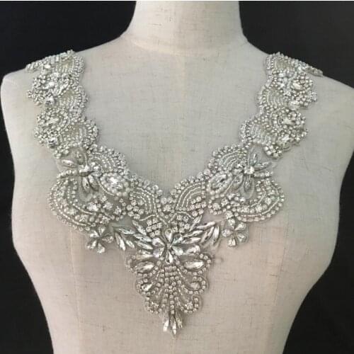 Luxury Rhinestone Crystal Applique Collar For Bridal Accessories Wedding Dress Sash Haute Couture Costume Embellishment