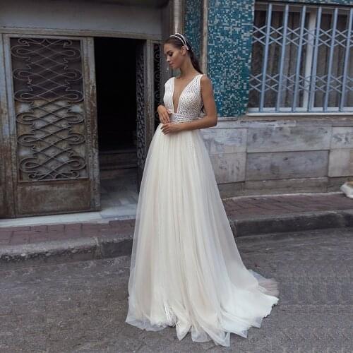 YQLNNE Sleeveless Wedding Dresses