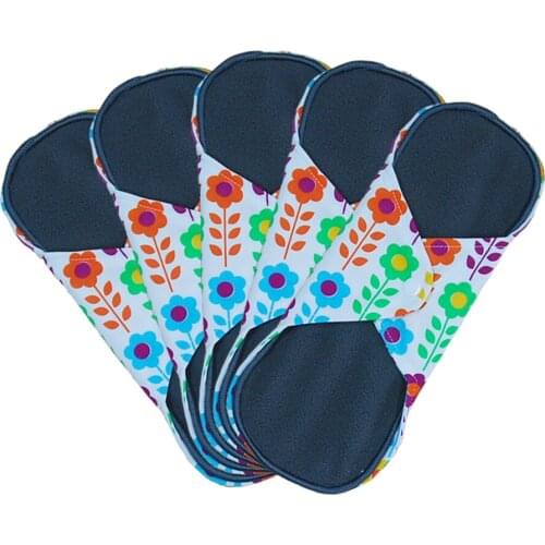 1 PC Women Menstrual Pads Reusable Sanitary Napkin Absorbent Reusable Charcoal Bamboo Cloth Pads Washable Sanitary Pads