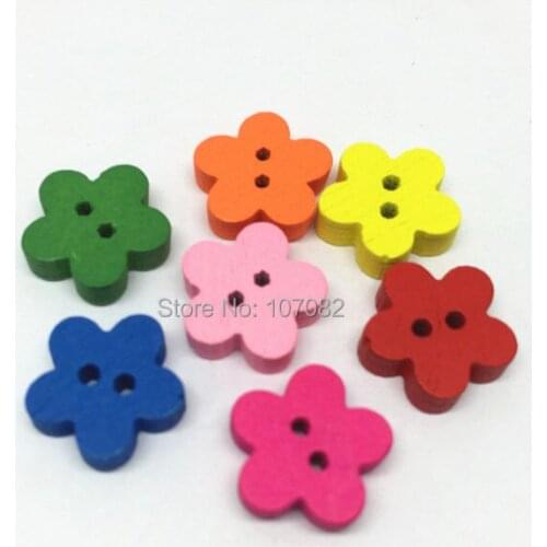 1000pcs 13mm Mixed Flower Shaped Wooden Buttons Baby Crafts Sewing Accessories Round Wood Button Scrapbooking