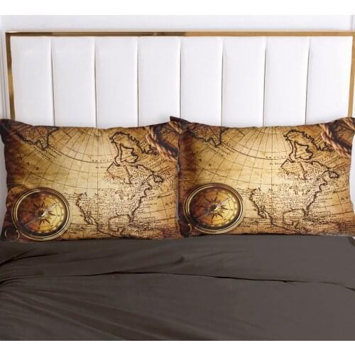 2pc Pillow Case Pillowcase Decorative Pillow Cover 50x70 50x75 50x80 50x90 80x80 70x70cm Bedding Retro map Drop Shipping