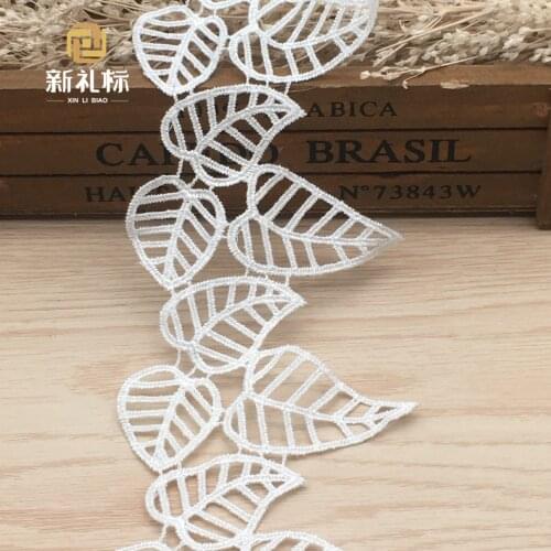 2Yards 7.8cm Leafs Embroidered Pretty White Lace Trim Lace Fabric Lace Ribbon DIY Home Decoration Lace Sewing Crafts