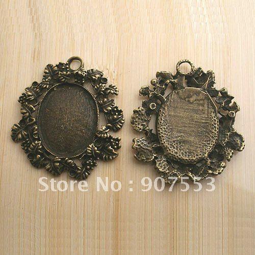 4pcs 47.3x40.4mm antique bronze flower rim cabochon settings G585