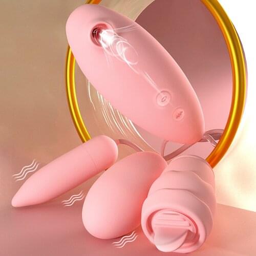 4 in 1 Nipple Sucker Vibrator Clitoris Stimulator Female Masturbation Sex Toys for Women Tongue Lick/Suck/Jumping Eggs