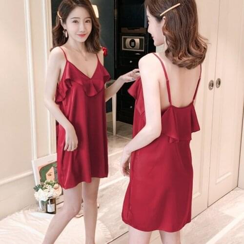 Tufaha satin Pajamas sexy nightwear night dress women sleepwear sexy sleepwear