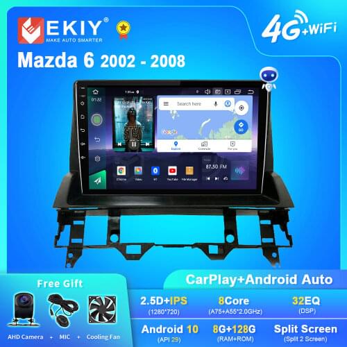 EKIY Autoradio No 2din Android 9 For MAZDA 6 2004-2015 Car Multimedia Video Player Stereo Navigation GPS DVD Tape Recoder BT HU